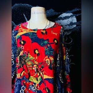 3Potato Colorful Abstract Floral Patterned Dress